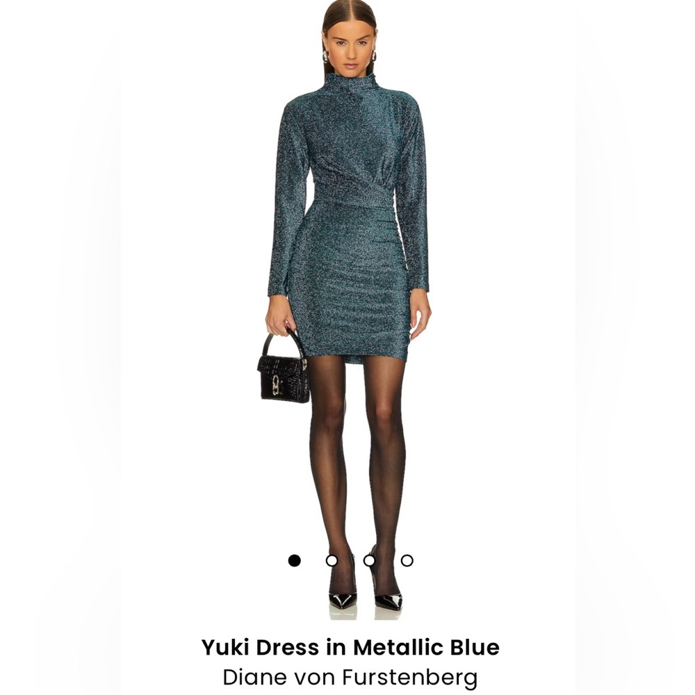 Diane von Furstenberg Yuki Dress in Metallic Blue Size M